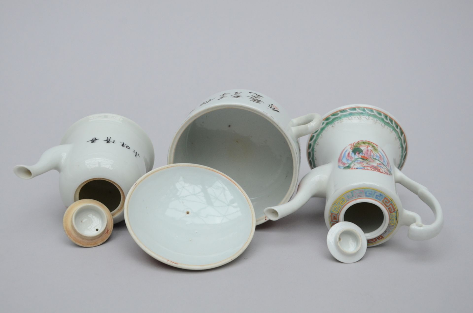 3 Chinese teapots, Republic period (H10.5 - 14cm) - Image 4 of 4