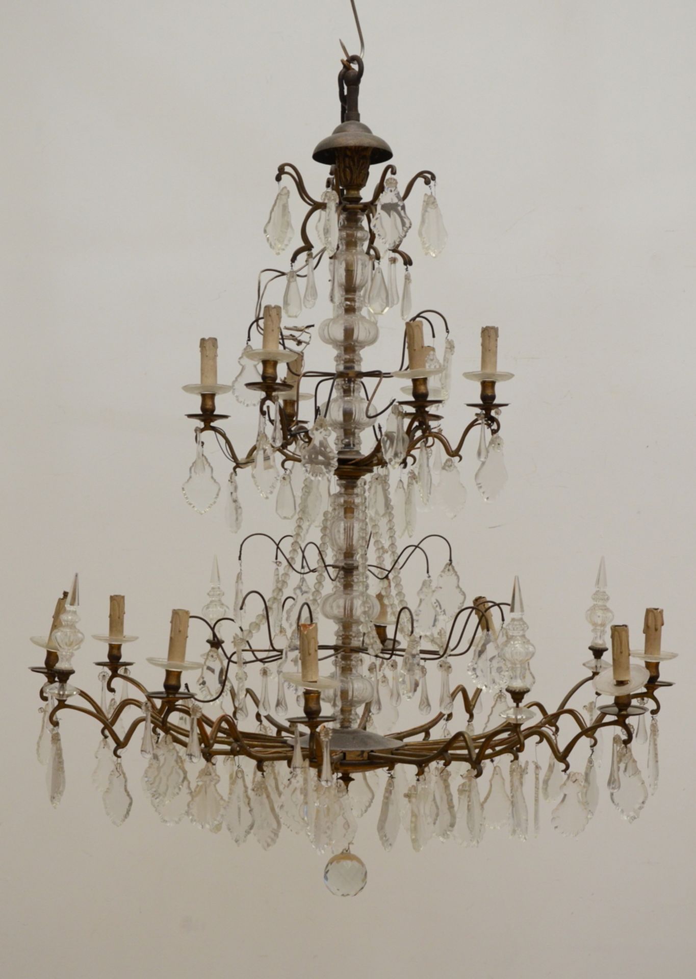Large chandelier with crystal plaques (H122xdia106)