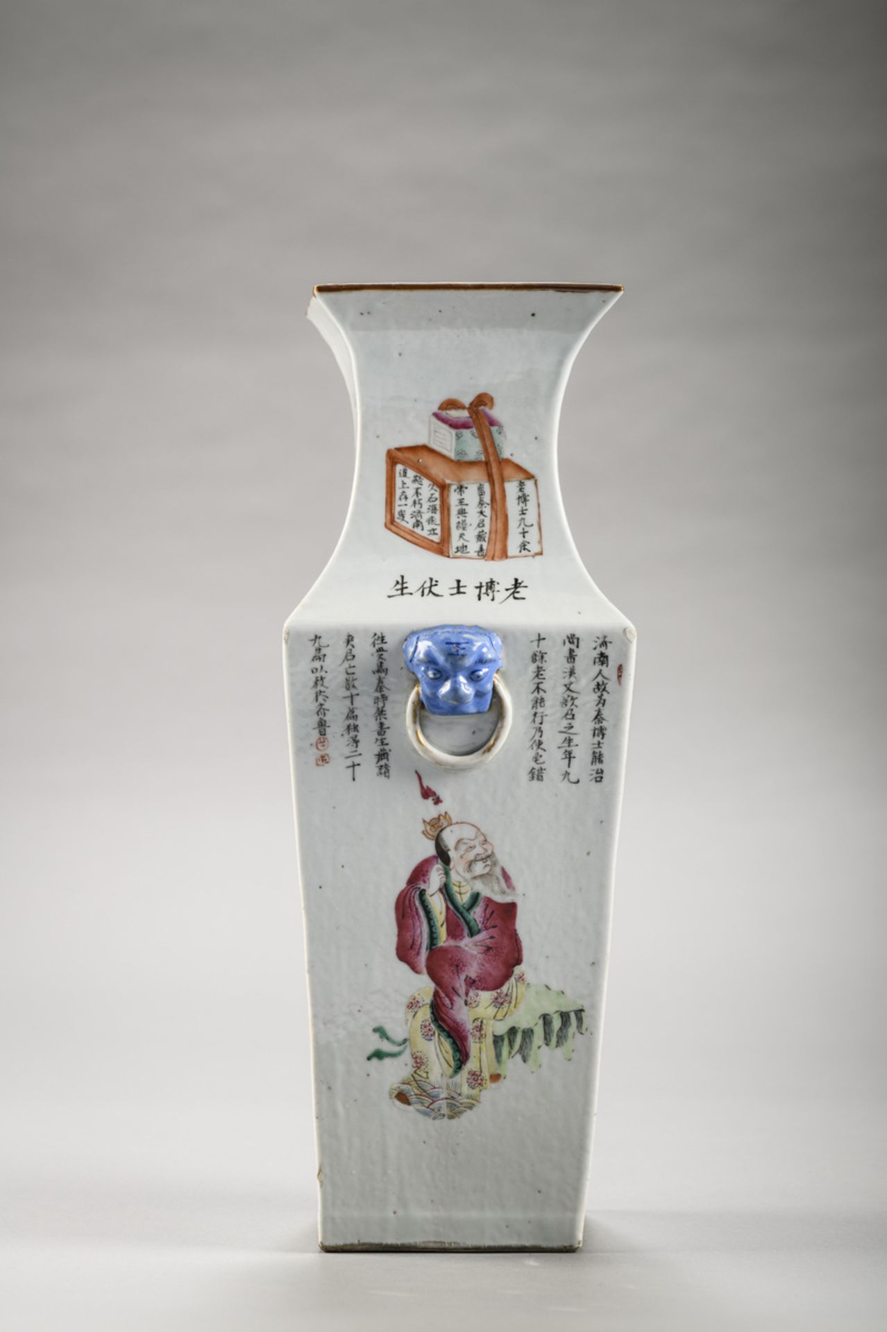 A square vase in Chinese porcelain 'Wu Shuang Pu', 19th century (H41.5cm) (*) - Image 2 of 7