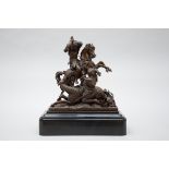 Gothic revival bronze sculpture 'Charles Le Temeraire' (40x36x17cm) (*)