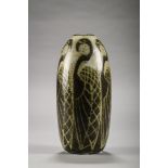 Art Deco vase in grès Keramis, Boch la Louvière,Charles Catteau, 'birds' D919 (h27cm)