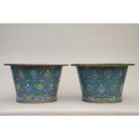 A pair of large planters in Chinese cloisonné (H37xdia62cm)