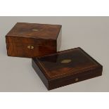 Lot: travel secretary + box, English 19th century (13x30x23) and (6x30x23cm)
