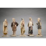 Collection of figures in papier mache and wood, Southeast Asia (H24 to H27cm)