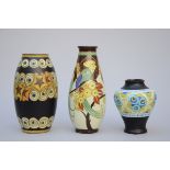 3 Art Deco vases, Boch Keramis, D1091 D1130 D883 (h21 to 33cm) (*)