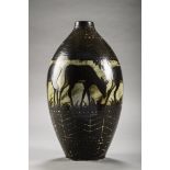 Art Deco vase in stoneware Keramis, Charles Catteau 'deer' D924 (h46cm)