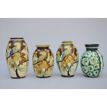 4 Art Deco vases, Boch Keramis, D1130 D2505 (h24.5 to h30.5cm)