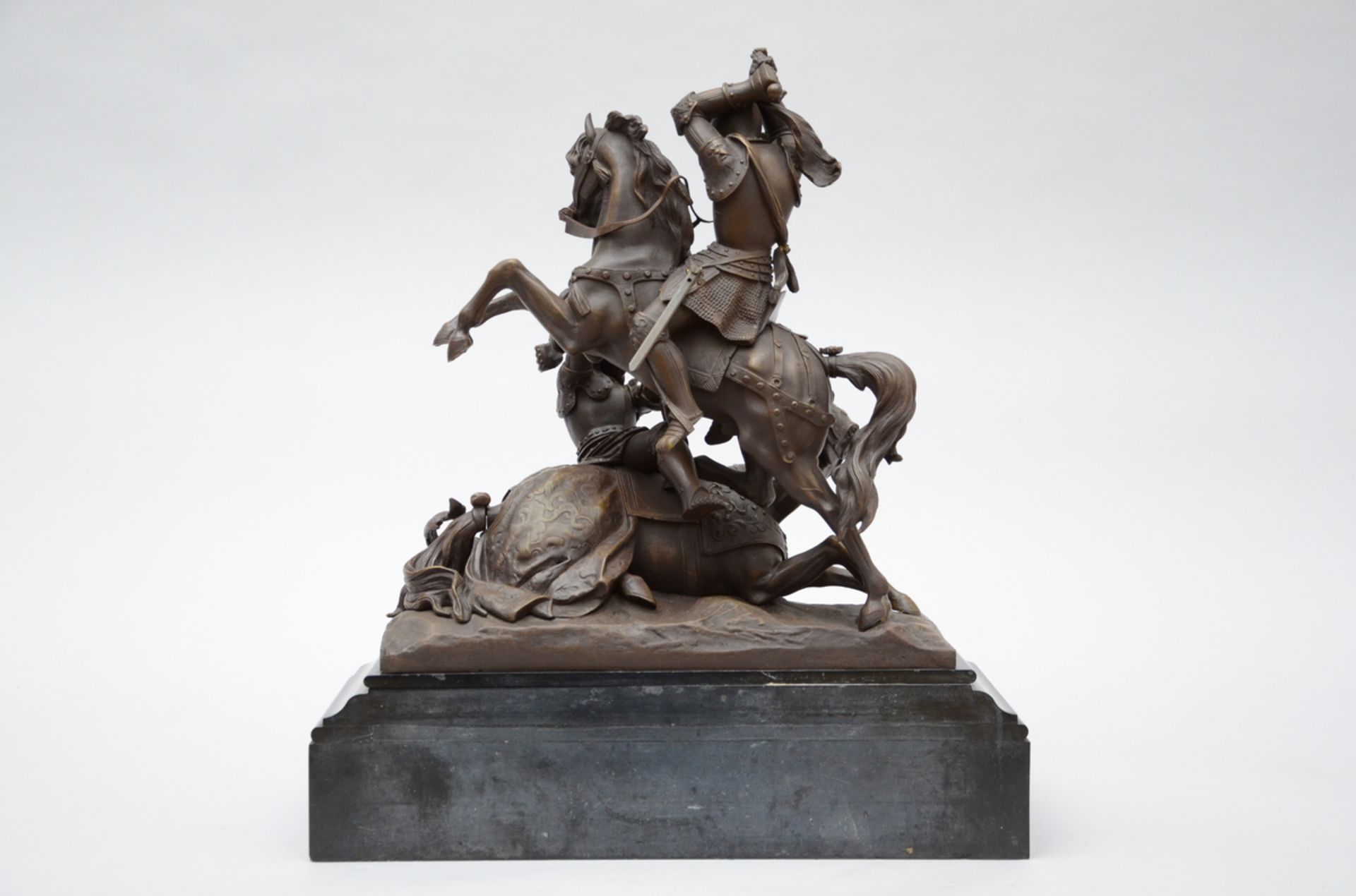 Gothic revival bronze sculpture 'Charles Le Temeraire' (40x36x17cm) (*) - Image 3 of 4