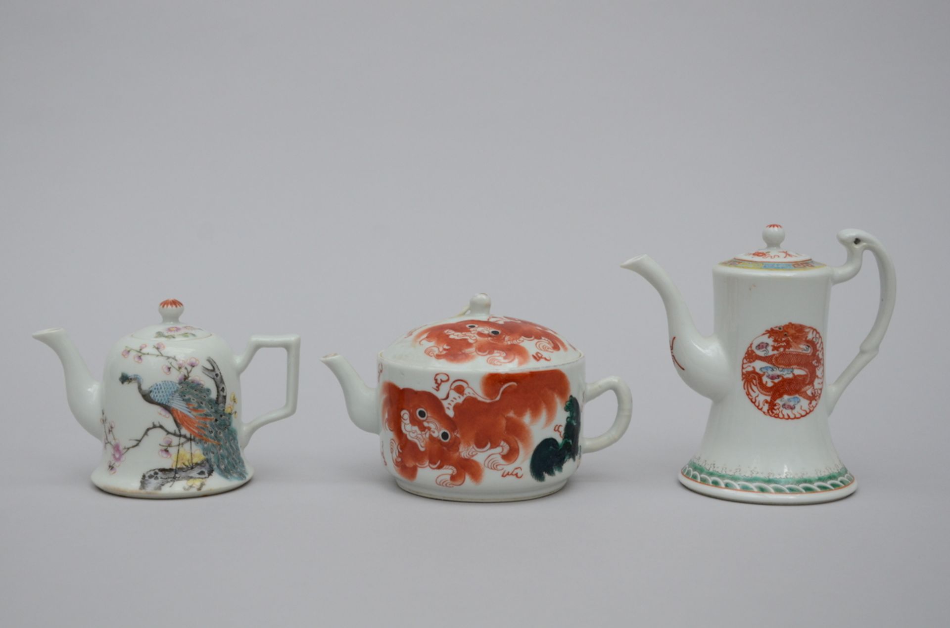 3 Chinese teapots, Republic period (H10.5 - 14cm)