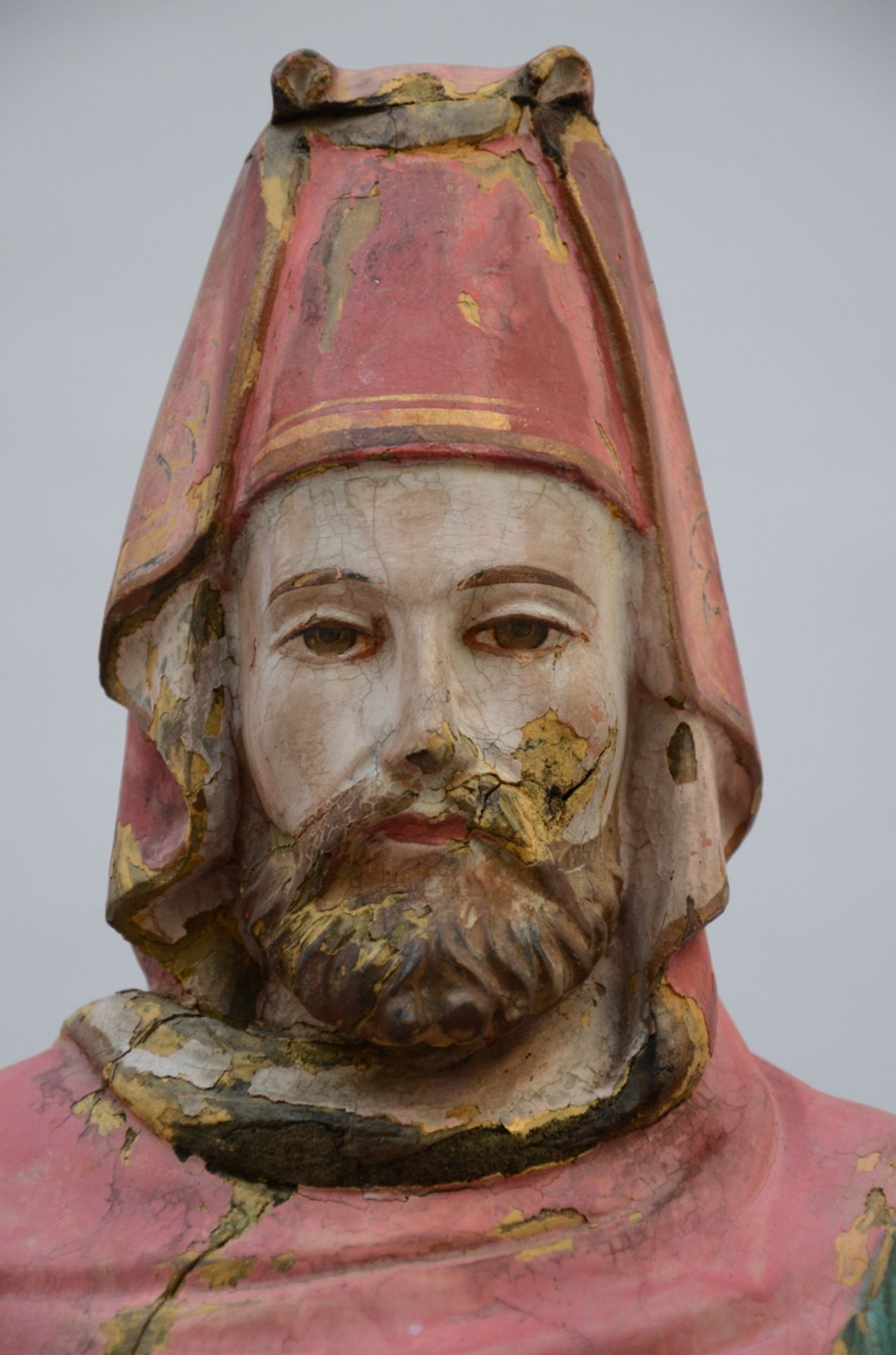Polychrome statue in wood 'St. John from Britto', Goa (h87cm) (*) - Image 4 of 4