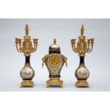 Quentin: three-piece clock set in Sèvres porcelain (h46-59cm) (*)