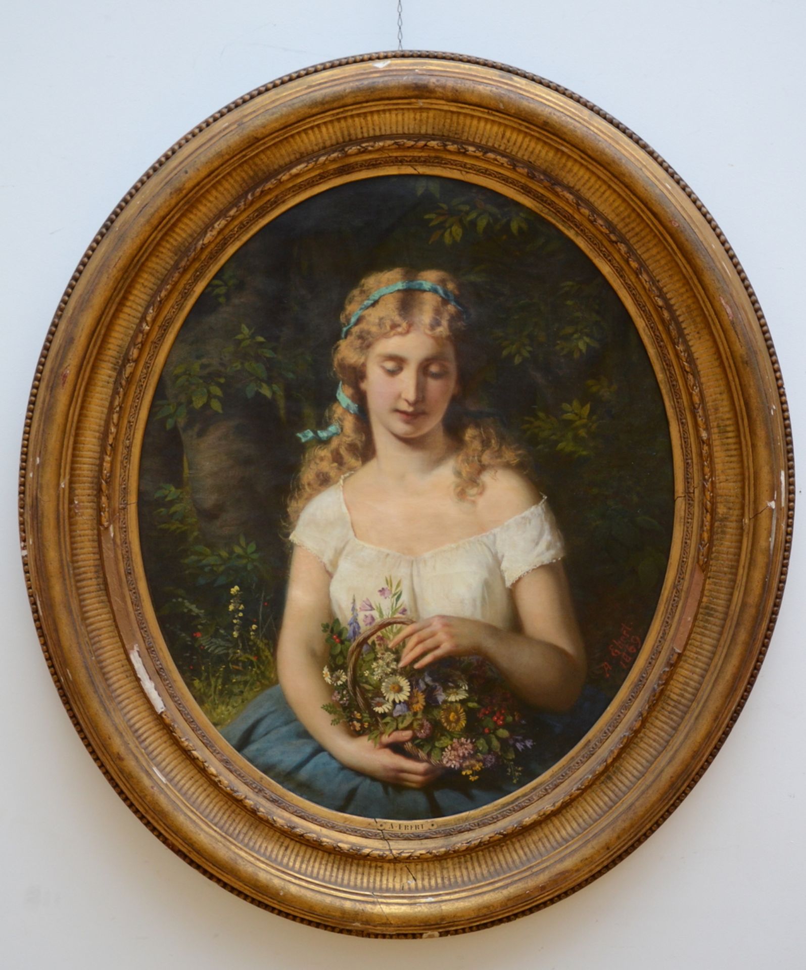 Anton Ebert 1869: painting (o/c) 'girl' (95x87cm)