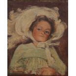 Anonymous (illegible signature): painting (o/c) 'portrait of a child' (61x50cm)