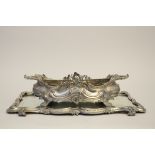 Silver plated planter with platter in Louis XV style (14x50x26cm)