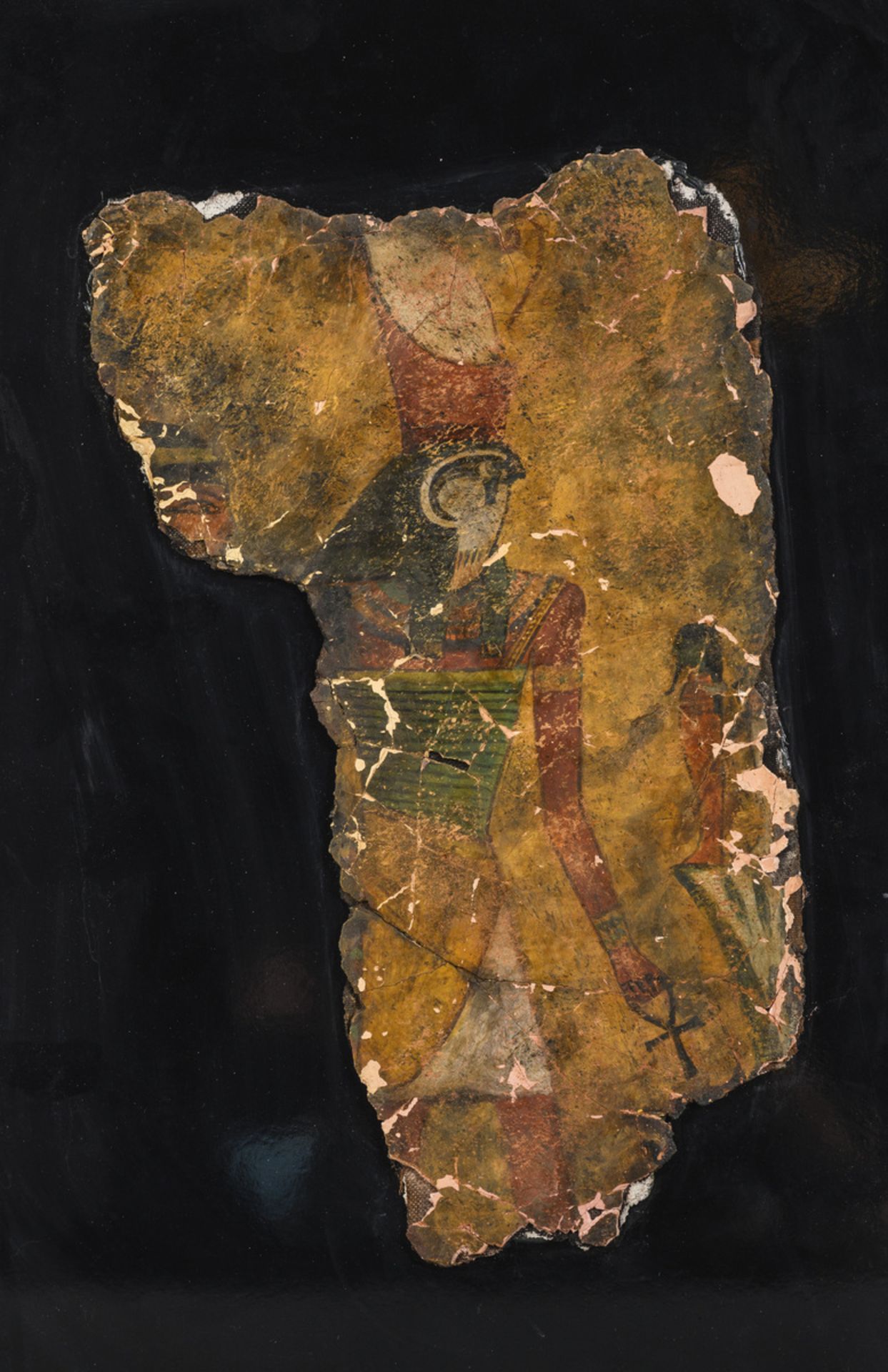 A fragment of an Egyptian wall painting 'Horus' (h30x18cm)