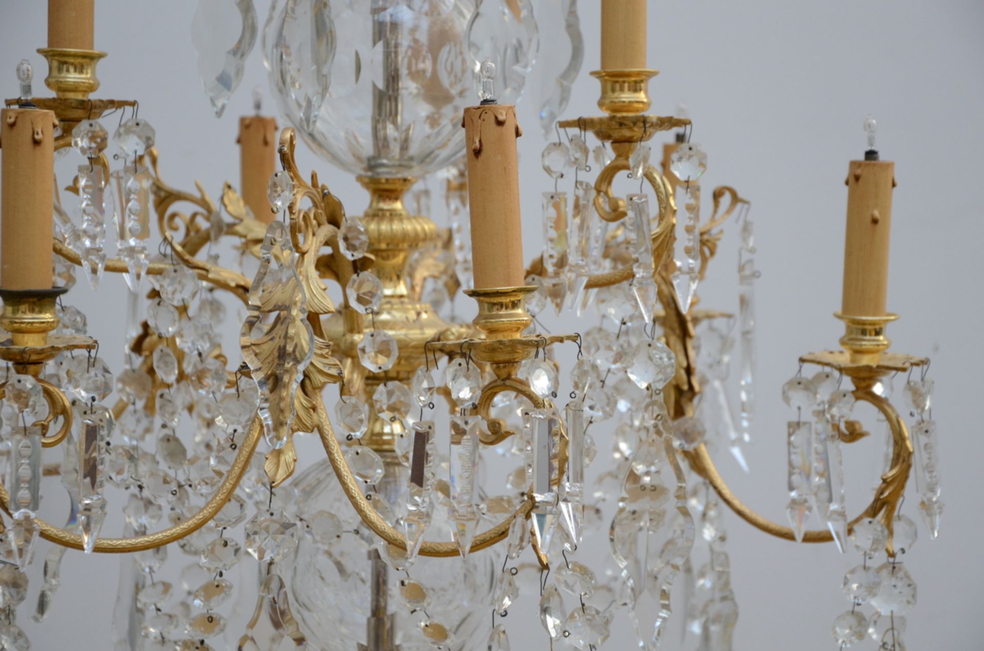 A copper chandelier with crystal plaques (1.20x70cm) - Bild 2 aus 3