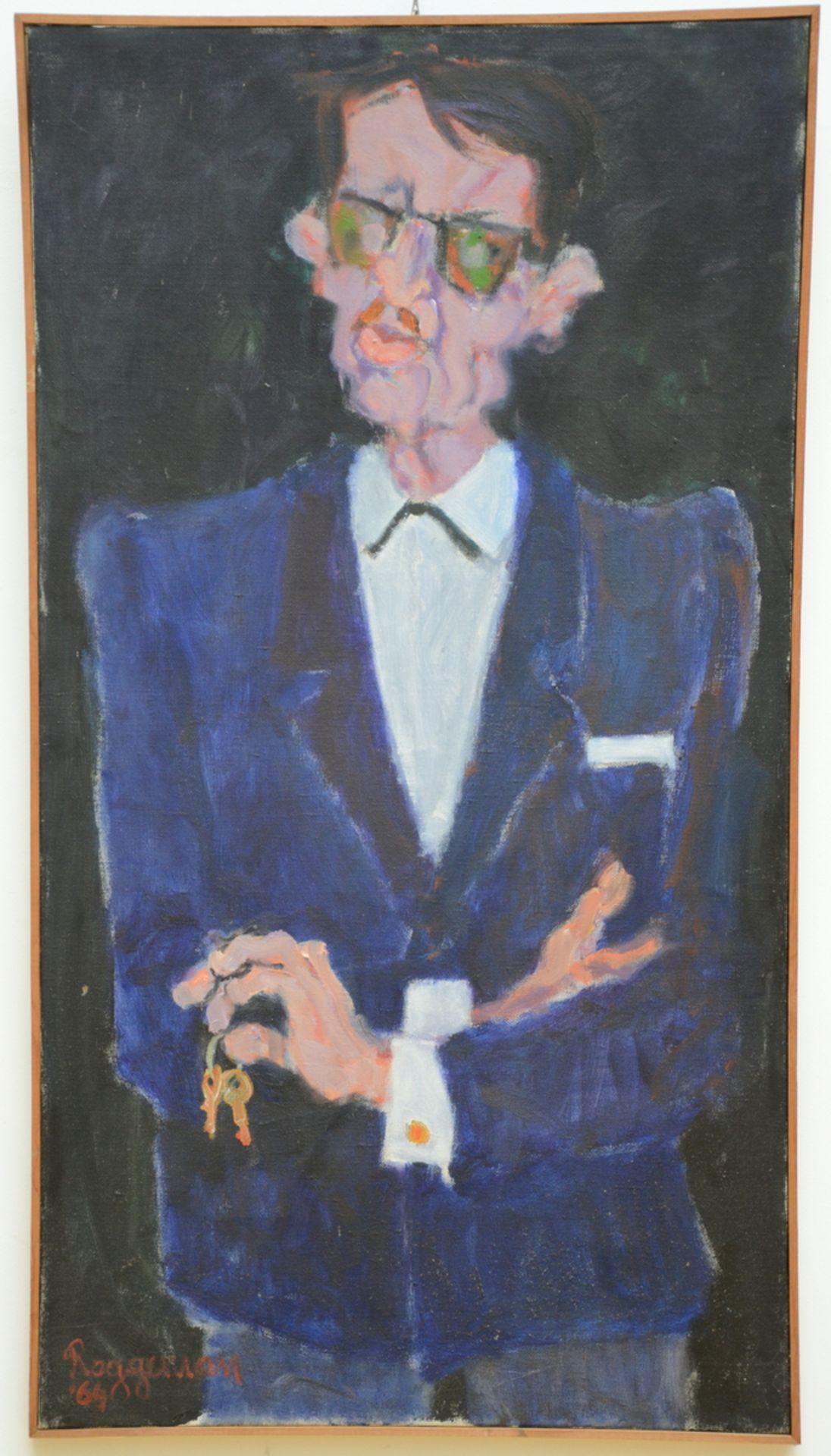 Fons Roggeman: 1964 painting (o/c) 'le bourgeois' (120x65 cm)