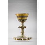 Van Damme (Bruges): gothic revival chalice in gilt silver (h21.5cm)