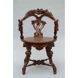 A chair sculpted in walnut 'female nude' (90x57x55cm)