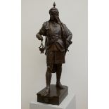 Picault: large bronze statue 'Moorish warrior', foundry Boyer frères in Paris (H115cm)
