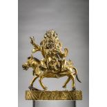 Sino-Tibetan statue in gilt bronze 'Shri Devi', 18th century (16.5x14x6.5cm)