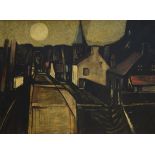 Maurice Schelck: painting (o/c) 'village view' (90x120 cm)