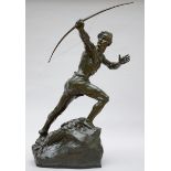 Jef Lambeaux: large bronze sculpture 'archer' (128x78cm)