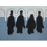 Paul van Hoeydonck 1952: painting (o/c) 'four judges' (60x80cm)