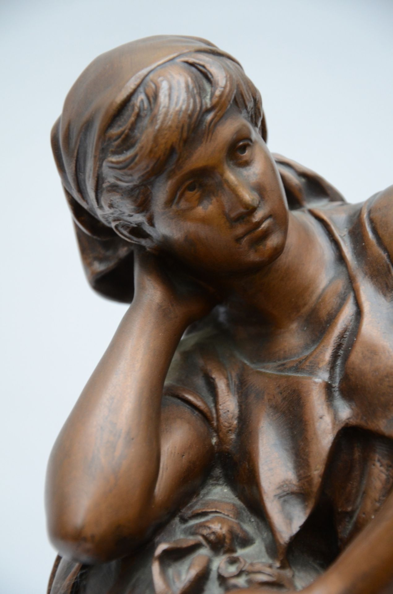 Moreau Mathurin: statue in bronze 'shepherdess' (h55cm) - Image 5 of 5