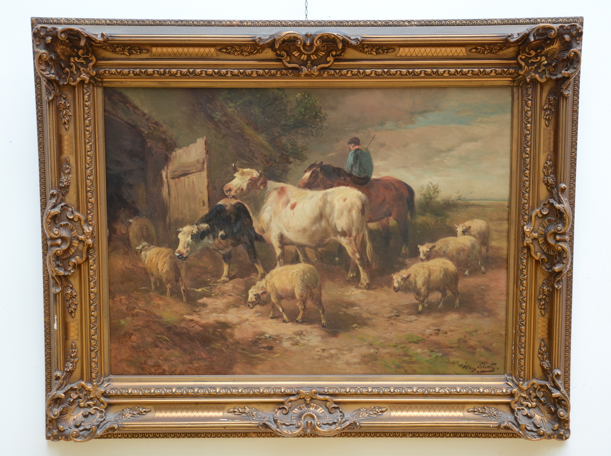 Henry Schouten: painting (o/c) 'animal scene' (72x100cm) - Image 2 of 3