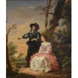 Jacobus Eeckhoudt: painting (o/p) 'couple in love' (53x45cm)