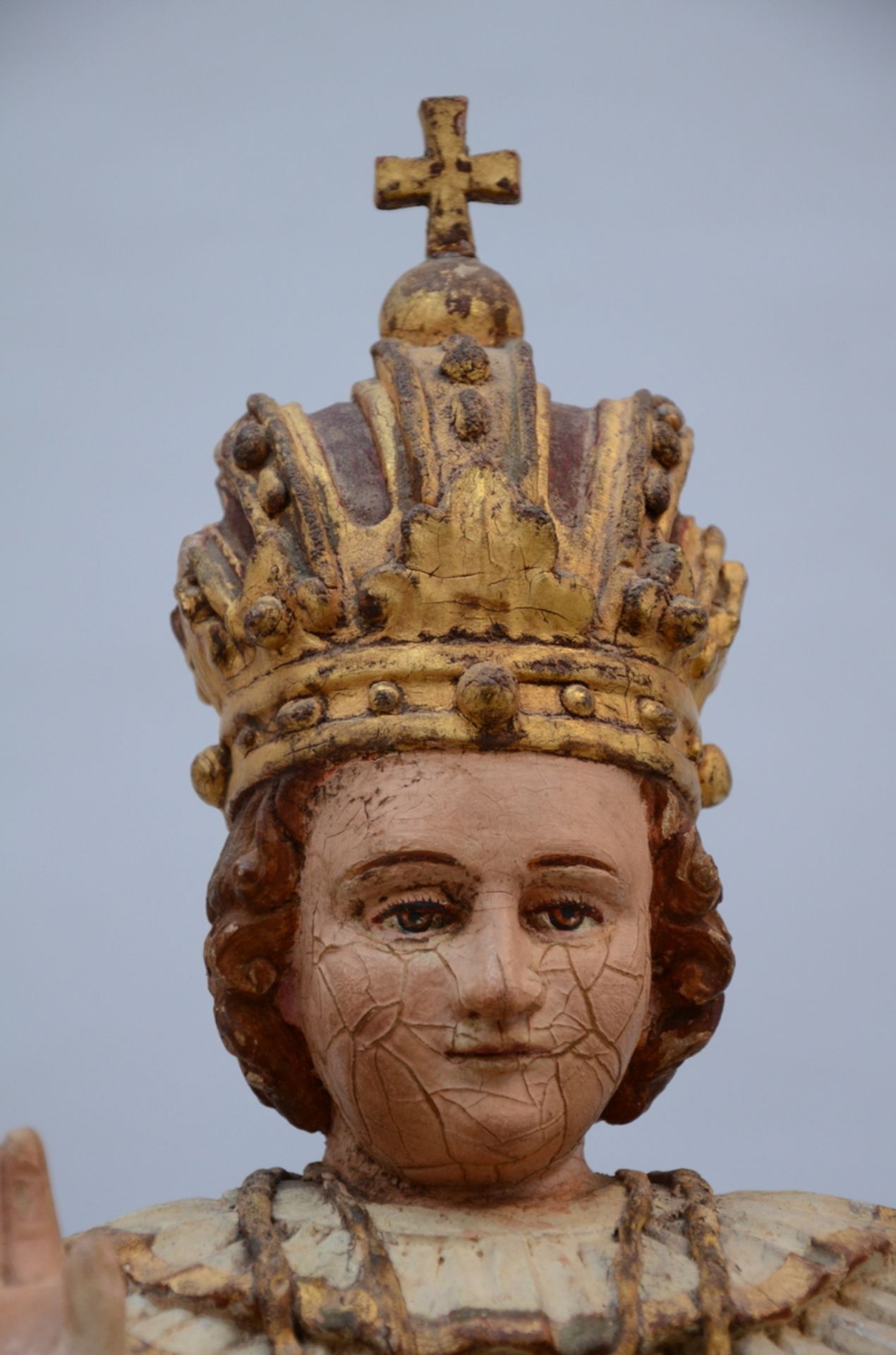 Polychrome sculpture in wood 'Child Jesus' from Goa (h81cm) (*) - Image 4 of 4