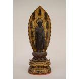 A finely carved sculpture in lacquered wood 'Buddha Maitreya', Edo period (H39cm)