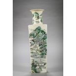 Chinese famille verte porcelain vase 'landscapes' (h50cm)