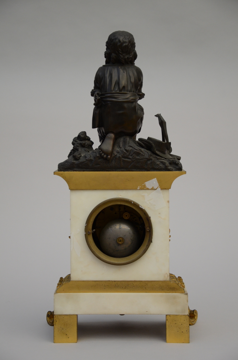 Louis-Philippe clock in bronze and marble 'the prayer' (h50x27x16cm) - Image 2 of 3