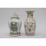 Lot: lidded vase and vase 'antiquities', China (h42&44cm) (*)