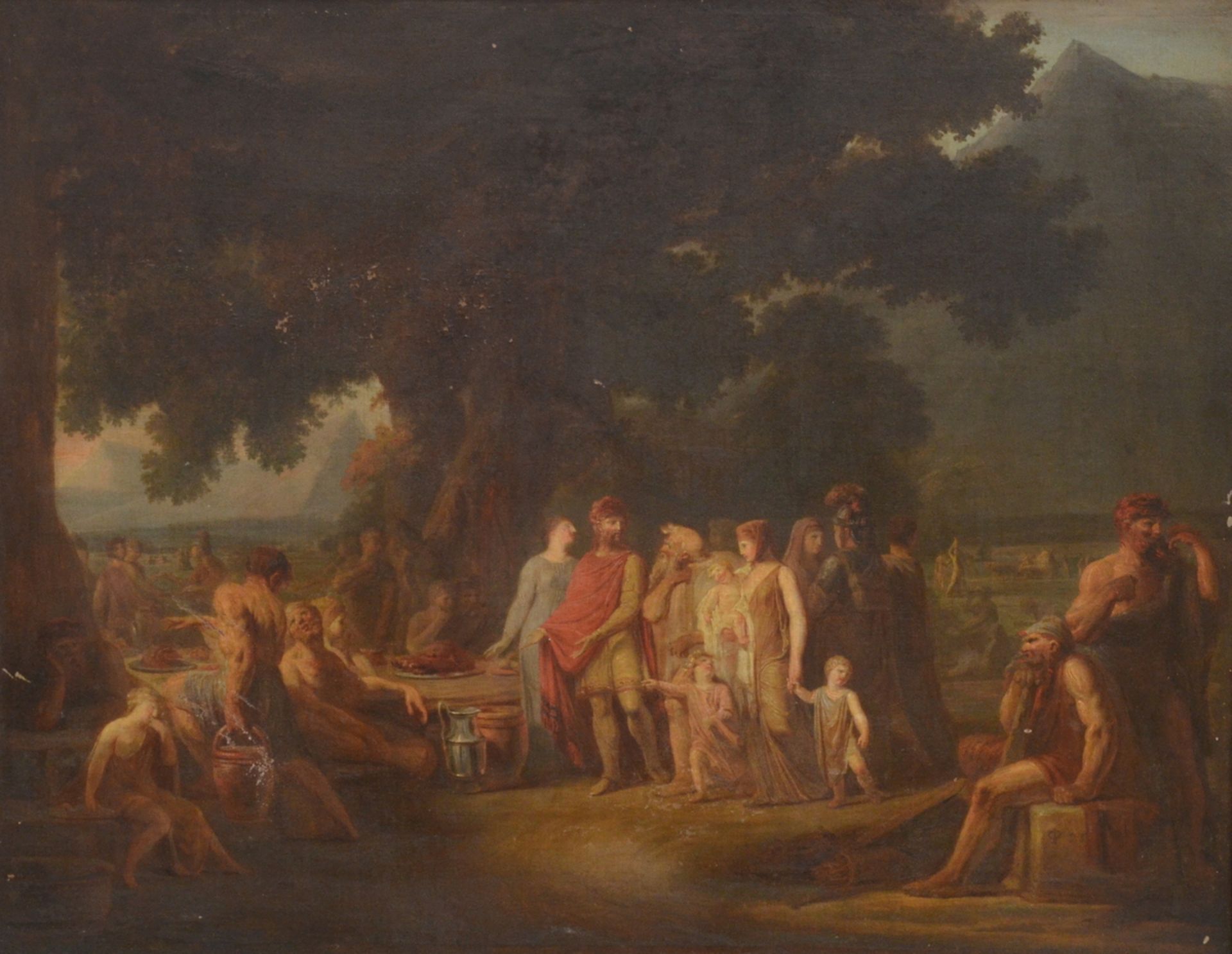French school (17th - 18th century): painting (o/c) 'scene from classical antiquity' (83x65cm)(*)