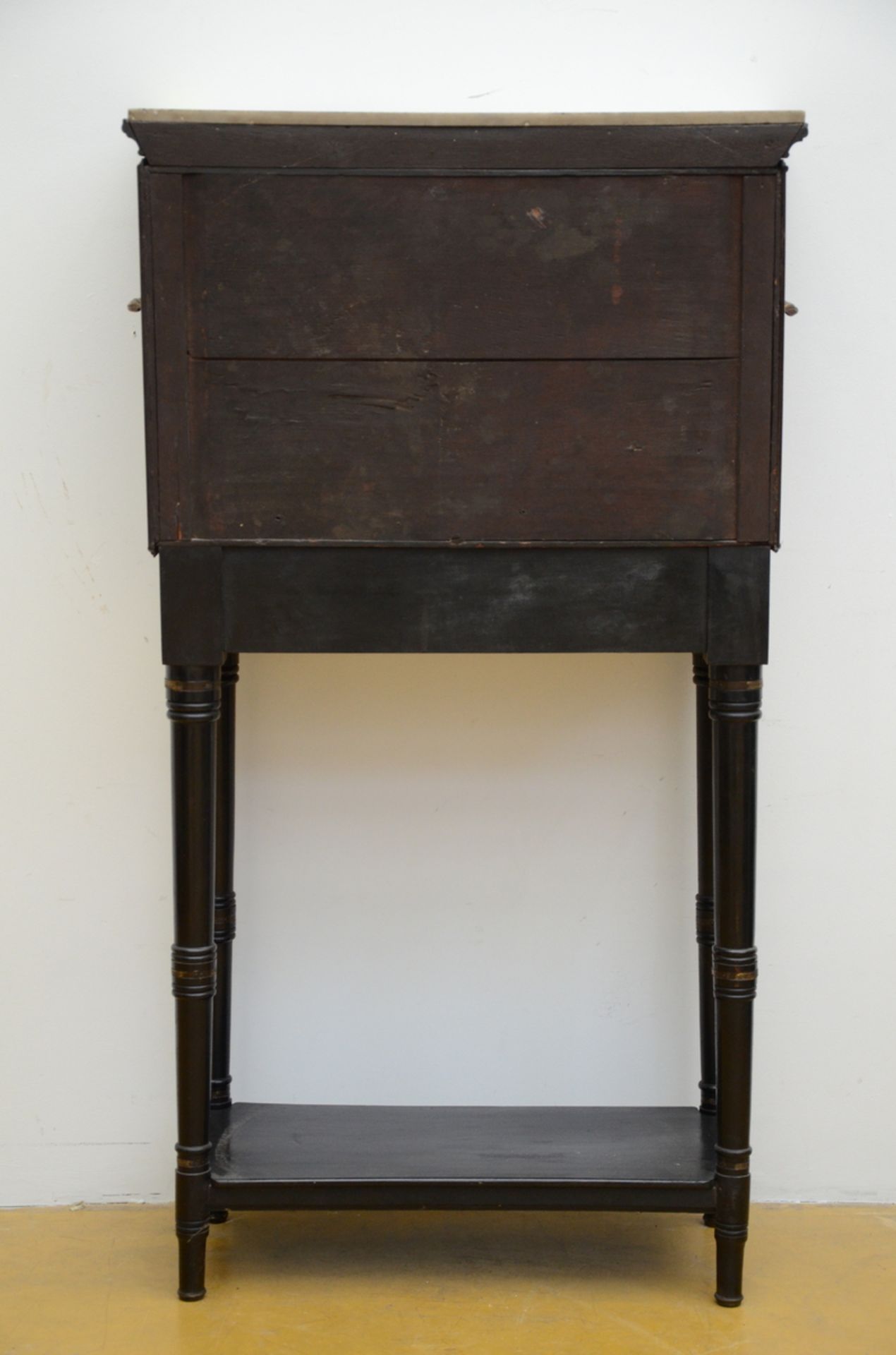 Small antique cabinet in walnut with marble top (H121x66x33cm)(*) - Image 5 of 5