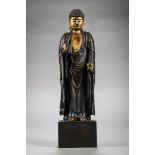 Japanese lacquered wooden statue of a standing Buddha, Edo period (34cm) (*)
