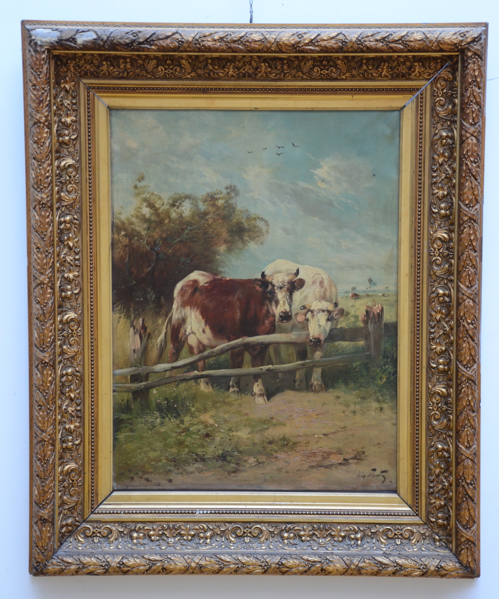 Schouten: painting (o/c) 'Cows in a landscape' (80x60cm) - Image 2 of 3