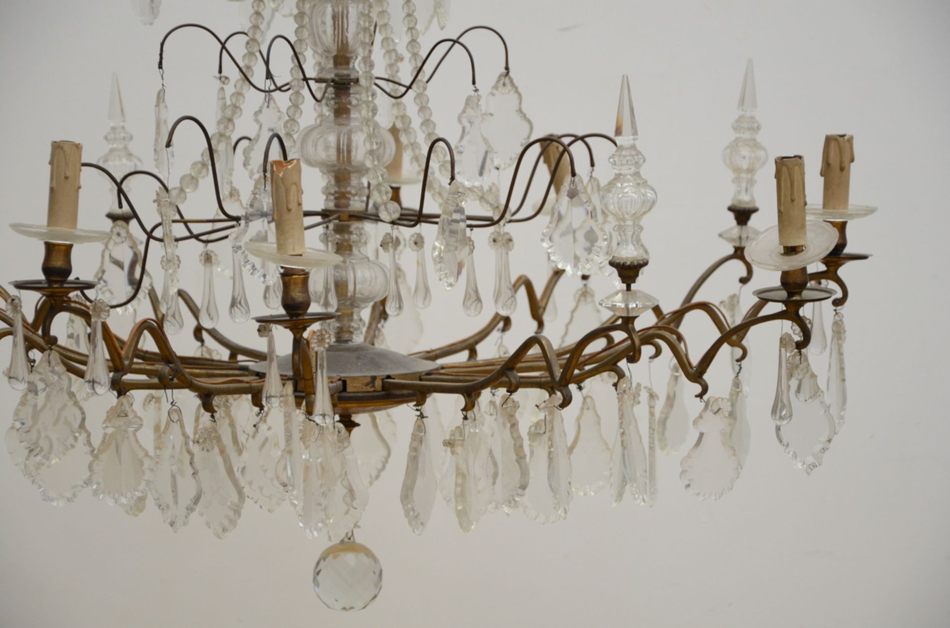 Large chandelier with crystal plaques (H122xdia106) - Image 2 of 3