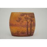 Daum à Nancy: vase in glass paste 'landscape with trees' (h12cm)