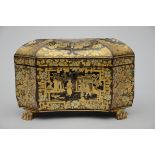 A Chinese lacquer case with teaboxes Canton 19th century (15x22x17cm)