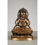 Statue dorée 'Amitayus' Tibet 14ième - 15ième siècle (17x12x8cm)