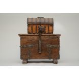 Lot: two antique chests with iron fittings