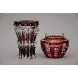 Two crystal Val-Saint-Lambert vases (h23 dia15.5 & h14.5 & dia18cm)