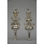 A pair of silver Torah peaks Russian 19th century (h38cm)