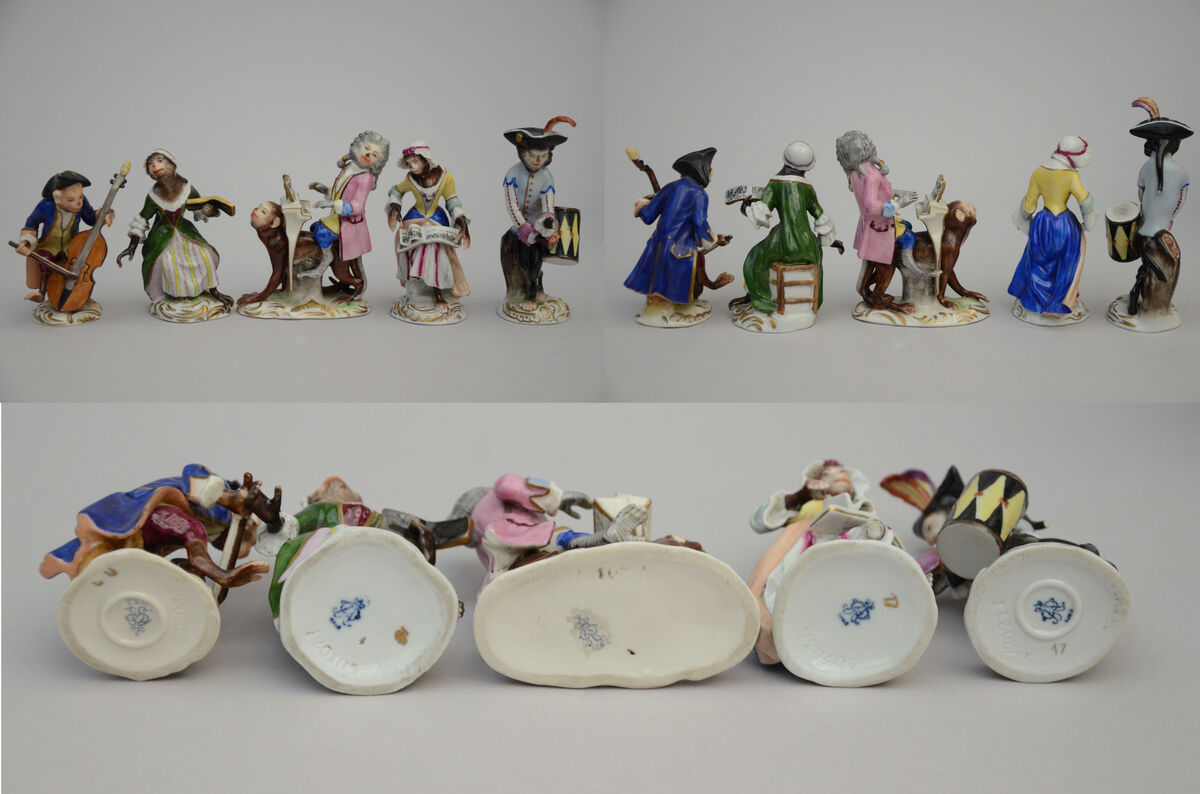 Lot: 19 porcelain statues 'monkey orchestra' (h 10.5cm - 13cm) (*) - Bild 3 aus 5