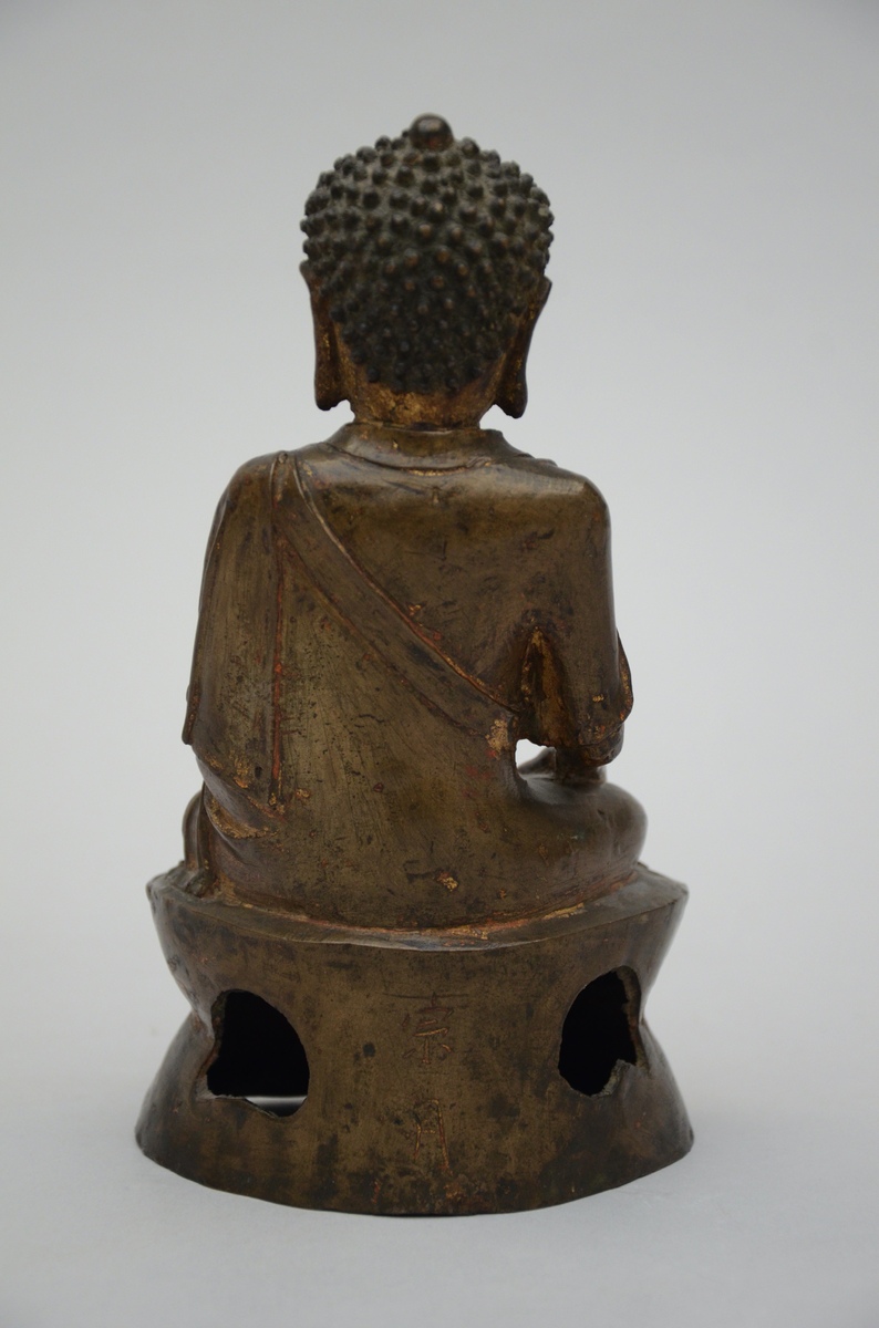 Chinese bronze statue of 'Buddha' Ming dynasty (h22cm) - Bild 3 aus 4