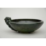 Chinese bowl in spinach jade 'dragon' (6.5x17.5x16cm)